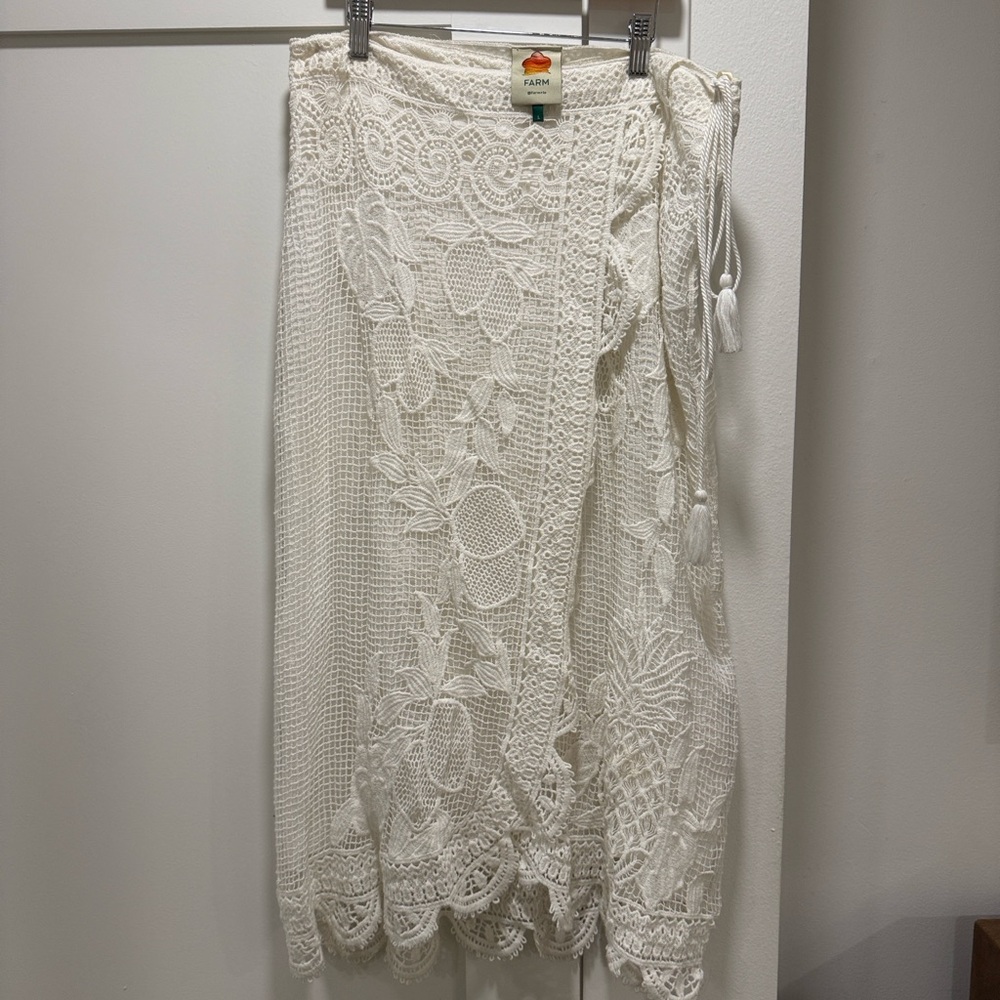 Farm Rio White Crochet Skirt